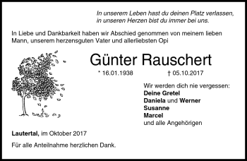 Traueranzeige von Günter Rauschert von Neue Presse Coburg