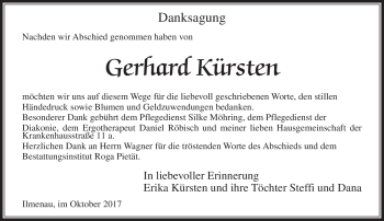 Traueranzeige von Gerhard Kürsten von Südthüringer Presse