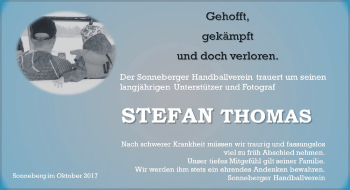 Traueranzeige von Stefan Thomas von Südthüringer Presse