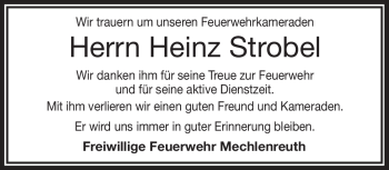Traueranzeige von Heinz Strobel von Frankenpost