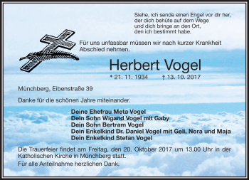 Traueranzeige von Herbert Vogel von Frankenpost