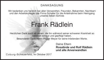 Traueranzeige von Frank Rädlein von Neue Presse Coburg