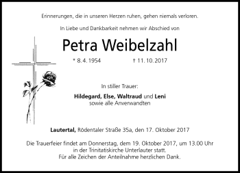 Traueranzeige von Petra Weibelzahl von Neue Presse Coburg