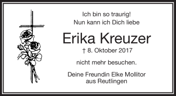 Traueranzeige von Erika Kreuzer von Frankenpost