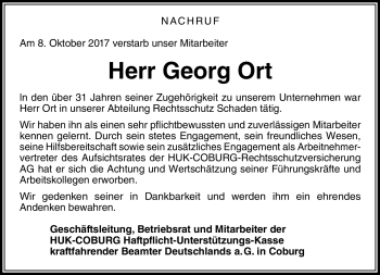 Traueranzeige von Georg Ort von Neue Presse Coburg