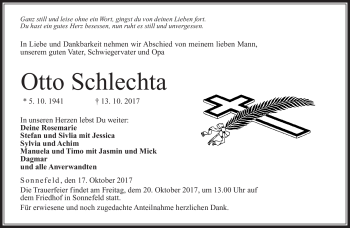 Traueranzeige von Otto Schlechta von Neue Presse Coburg