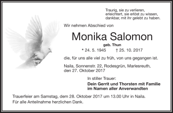 Traueranzeige von Monika Salomon von Frankenpost