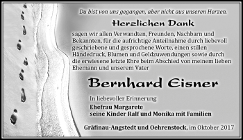 Traueranzeige von Bernhard Eisner von Südthüringer Presse