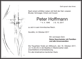 Traueranzeige von Peter Hoffmann von Frankenpost