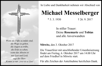 Traueranzeige von Michael Messelberger von Neue Presse Coburg