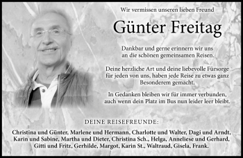 Traueranzeige von Günter Freitag von Neue Presse Coburg