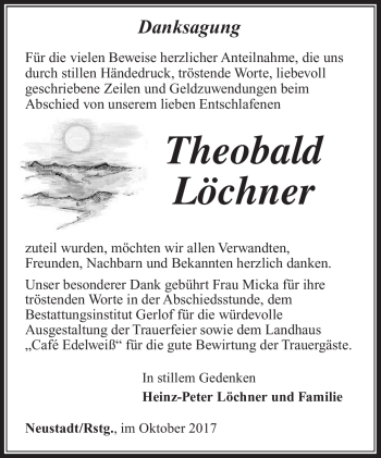 Traueranzeige von Theobald Löchner von Südthüringer Presse