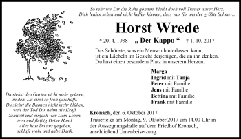 Traueranzeige von Horst Wrede von Neue Presse Coburg