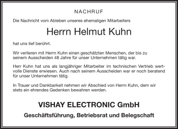 Traueranzeige von Helmut Kuhn von Frankenpost