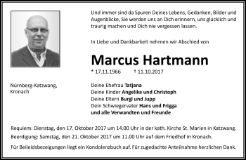 Traueranzeige von Marcus Hartmann von Neue Presse Coburg