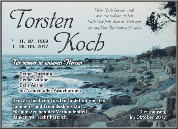 Traueranzeige von Torsten Koch von Südthüringer Presse