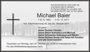 Traueranzeige von Michael Baier von Frankenpost