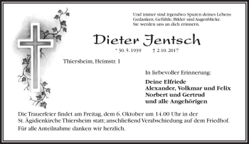 Traueranzeige von Dieter Jentsch von Frankenpost