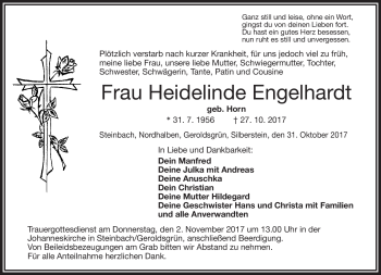 Traueranzeige von Heidelinde Engelhardt von Frankenpost