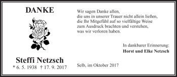 Traueranzeige von Steffi Netzsch von Frankenpost