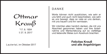 Traueranzeige von Ottmar Krauß von Neue Presse Coburg