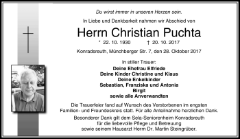 Traueranzeige von Christian Puchta von Frankenpost