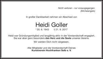 Traueranzeige von Heidi Goller von Frankenpost