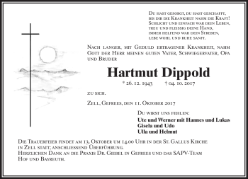 Traueranzeige von Hartmut Dippold von Frankenpost