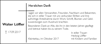 Traueranzeige von Walter Löffler von Neue Presse Coburg