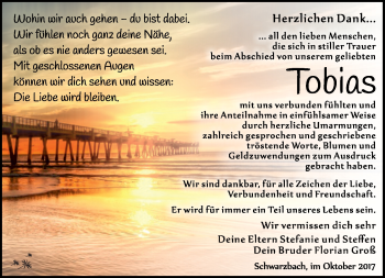 Traueranzeige von Tobias Groß von Südthüringer Presse