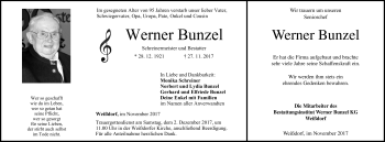 Traueranzeige von Werner Bunzel von Frankenpost