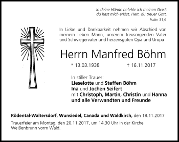 Traueranzeige von Manfred Böhm von Neue Presse Coburg