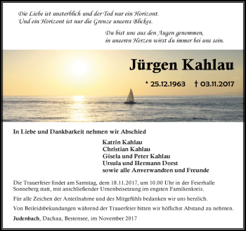 Traueranzeige von Jürgen Kahlau von Südthüringer Presse