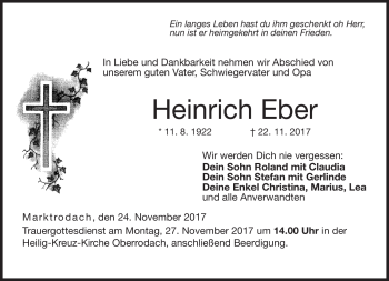 Traueranzeige von Heinrich Eber von Neue Presse Coburg