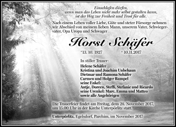 Traueranzeige von Horst Schäfer von Südthüringer Presse