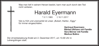Traueranzeige von Harald Eyermann von Frankenpost