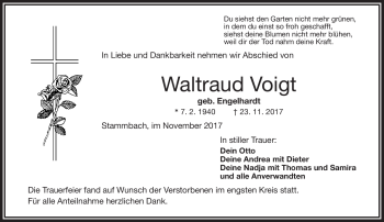 Traueranzeige von Waltraud Voigt von Frankenpost