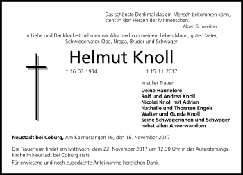 Traueranzeige von Helmut Knoll von Neue Presse Coburg