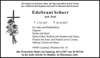Traueranzeige von Edeltraut Schorr von Neue Presse Coburg
