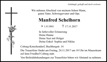 Traueranzeige von Manfred Schelhorn von Neue Presse Coburg