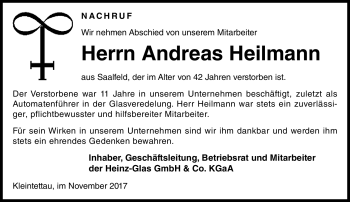 Traueranzeige von Andreas Heilmann von Neue Presse Coburg