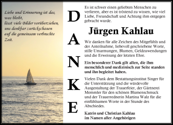 Traueranzeige von Jürgen Kahlau von Südthüringer Presse
