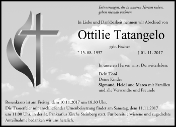 Traueranzeige von Ottilie Tatangelo von Neue Presse Coburg