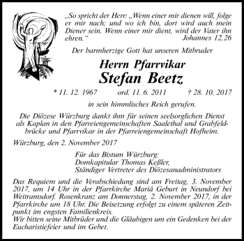 Traueranzeige von Stefan Beetz von Neue Presse Coburg