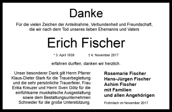 Traueranzeige von Erich Fischer von Neue Presse Coburg