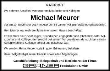 Traueranzeige von Michael Meurer von Südthüringer Presse
