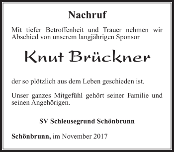 Traueranzeige von Knut Brückner von Südthüringer Presse