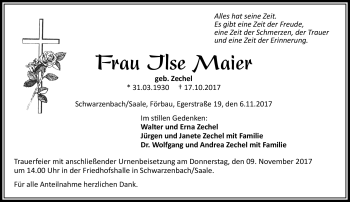 Traueranzeige von Ilse Maier von Frankenpost