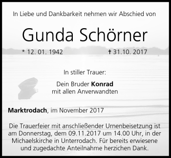 Traueranzeige von Gunda Schörner von Neue Presse Coburg