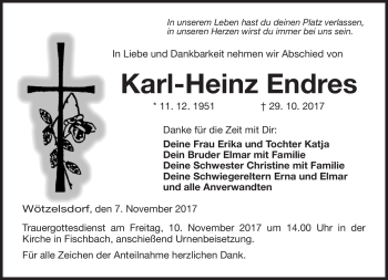 Traueranzeige von Karl-Heinz Endres von Neue Presse Coburg
